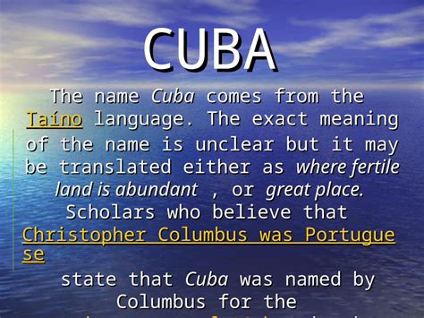 cuba nickname|taino name for cuba.